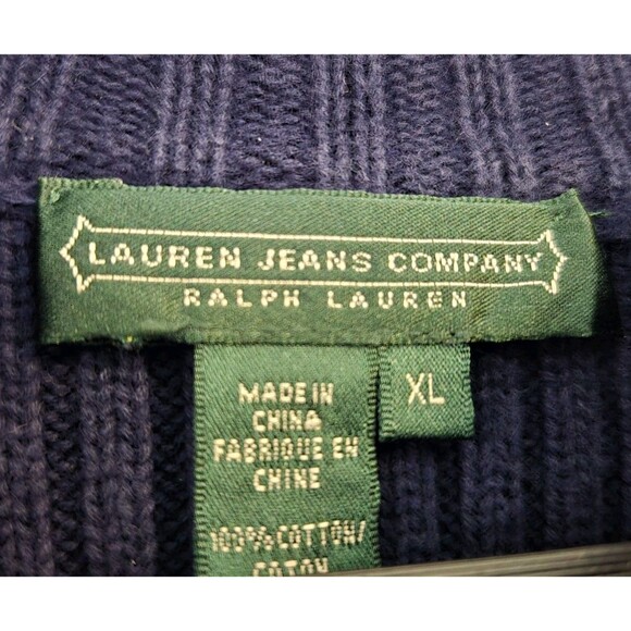 Lauren Jeans Ralph Lauren Sweater Womens XL Blue Rib Knit Cardigan Gold Buttons - Picture 4 of 7